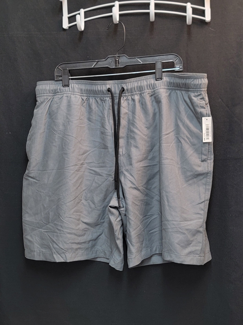 Amazon Men's Gray Elastic Waist Hybrid Shorts with Black Drawstring